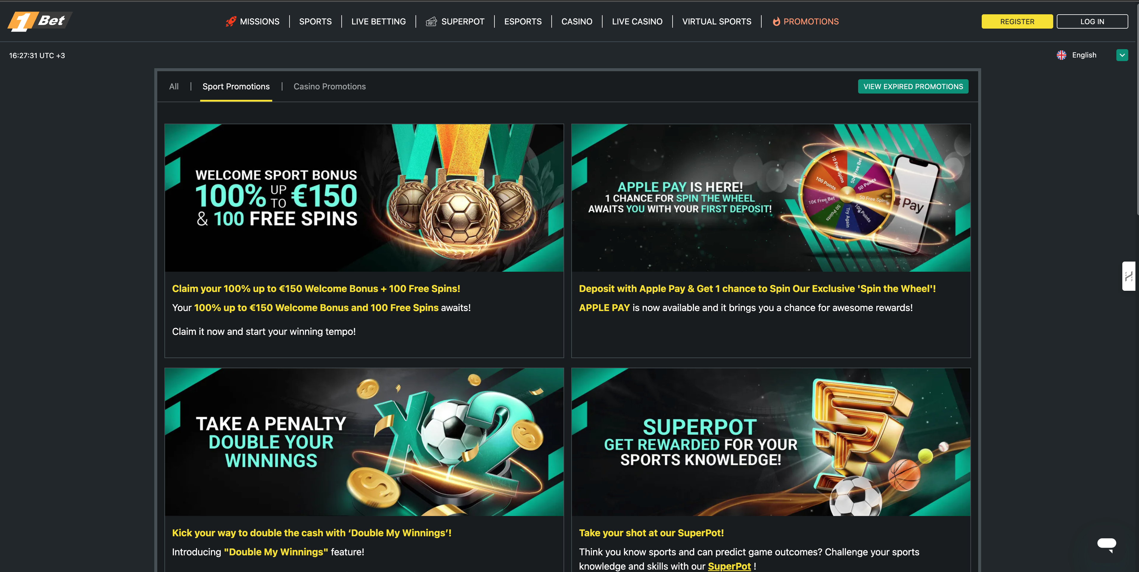 1bet betting desktop interface
