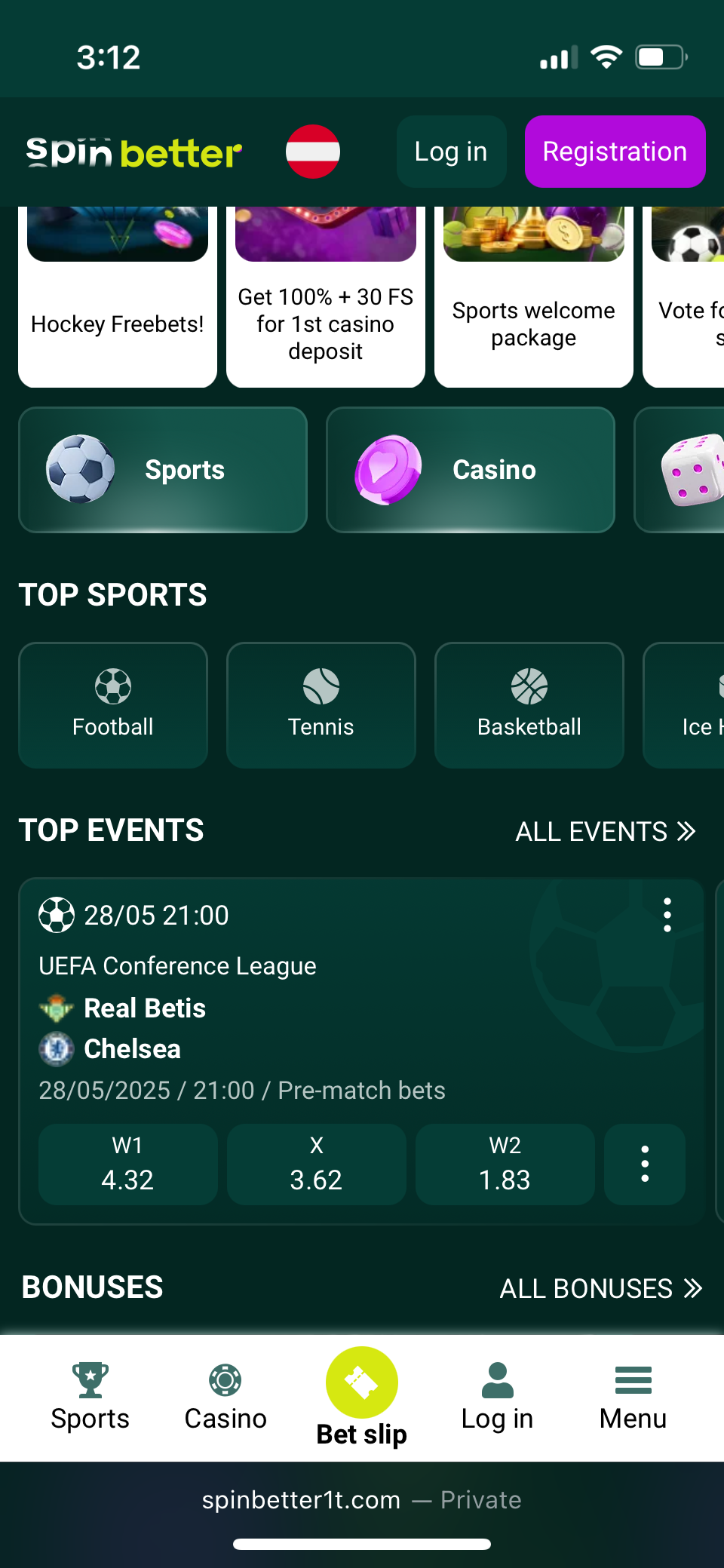 spinbetter support page interface