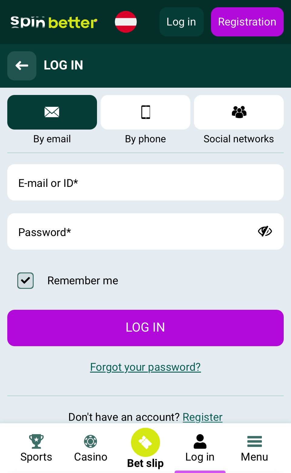 spinbetter live betting interface