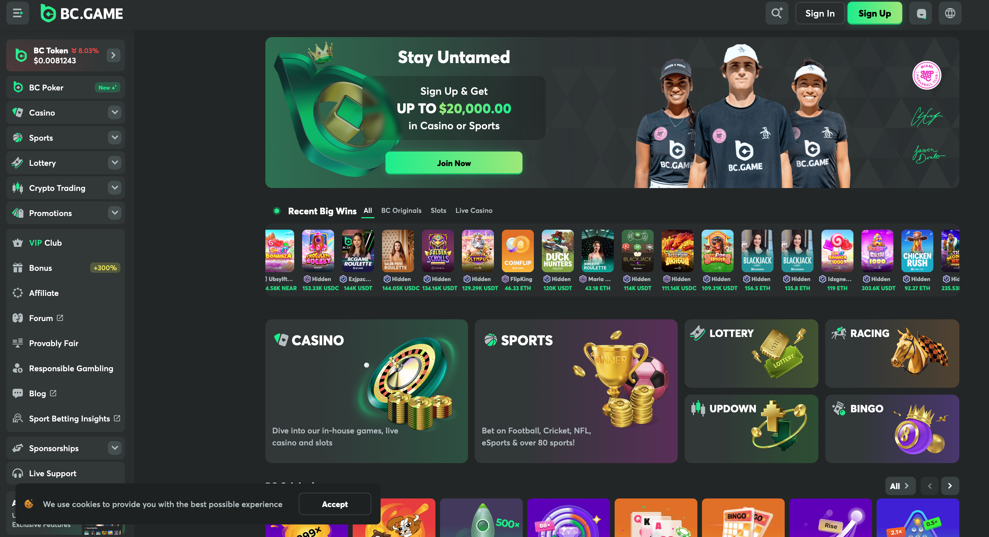bc.game desktop betting interface