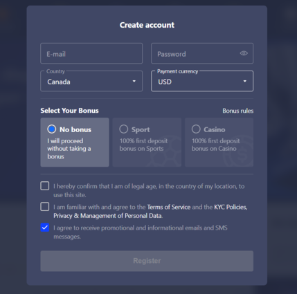 Betmaster Registration