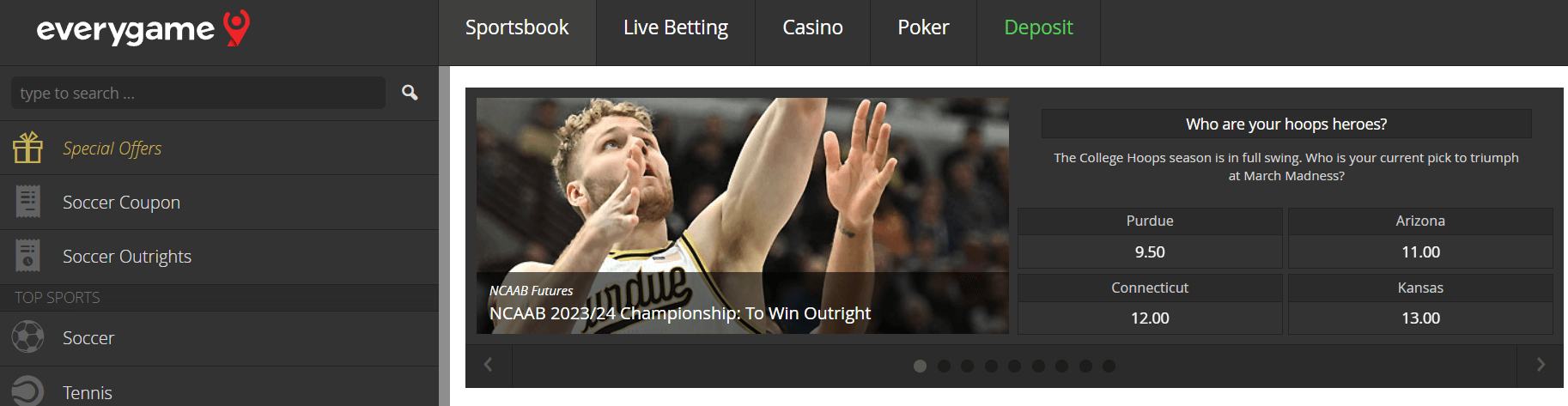 Page d'accueil d'Everygame TIPS.GG