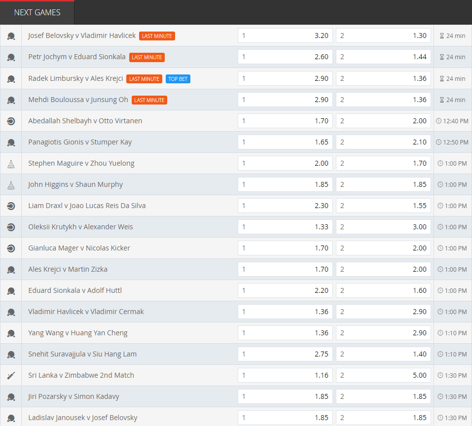 Exemples de sélection de matchs chez Everygame TIPS.GG