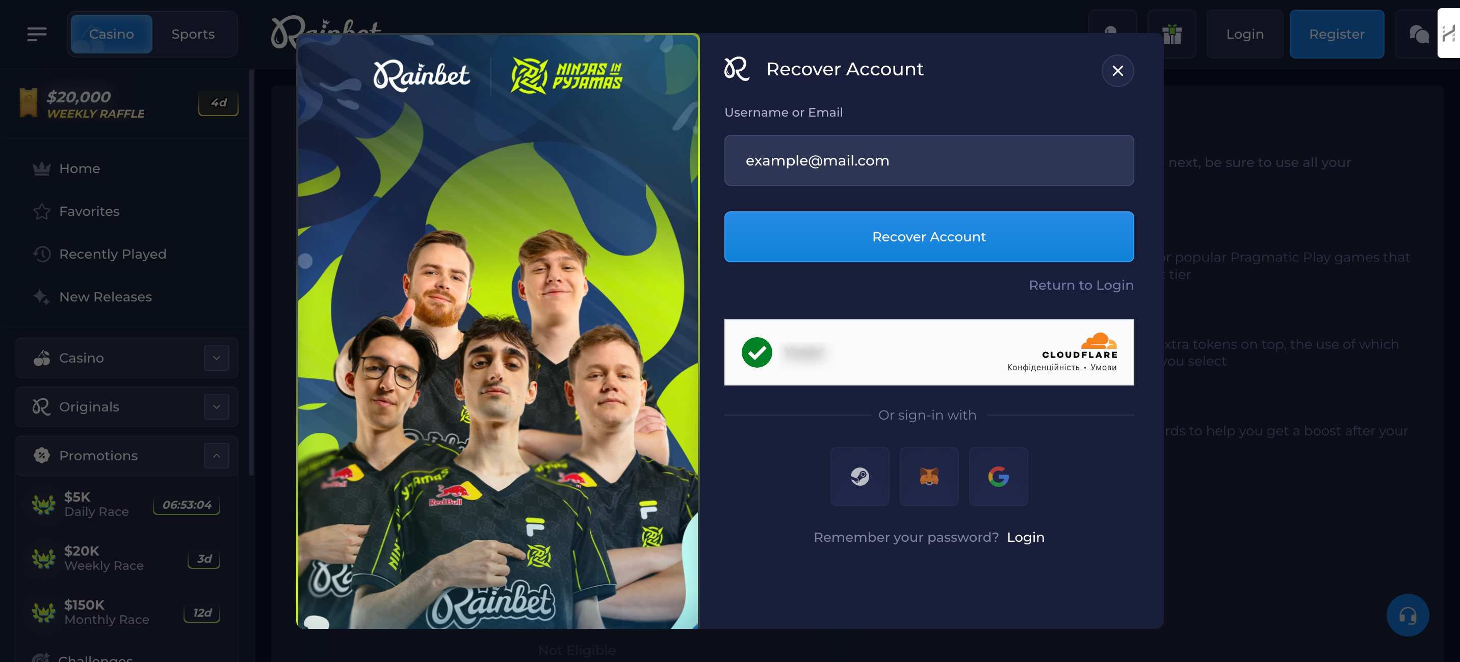 Rainbet Recover