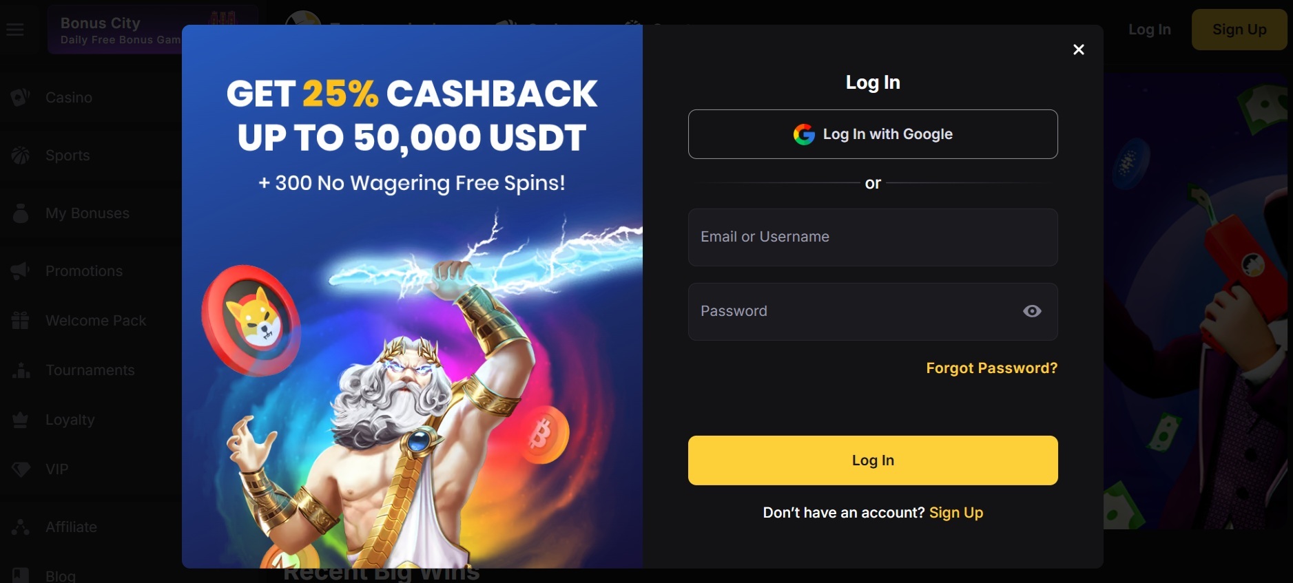 FortuneJack registration form