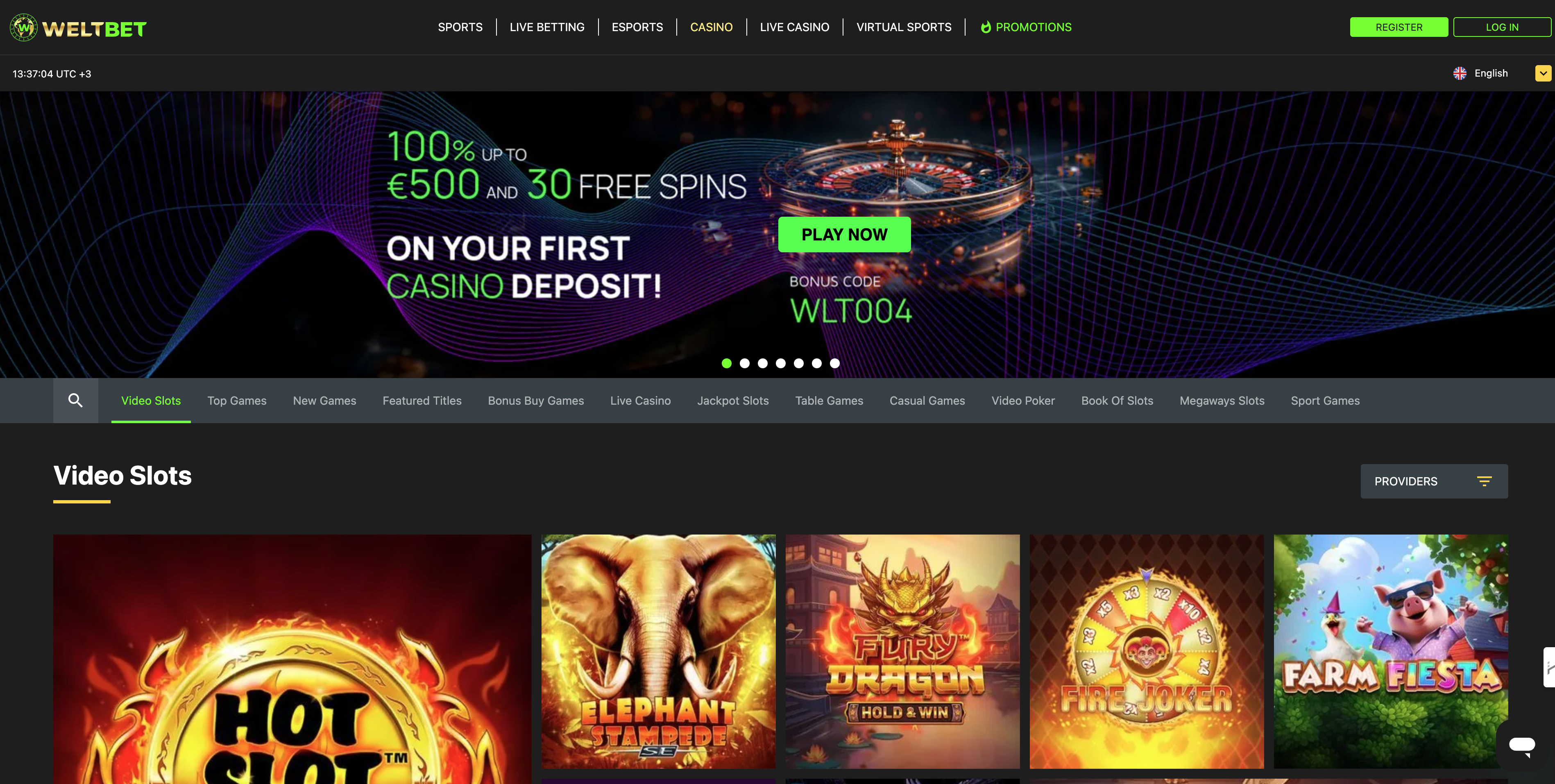 weltbet casino interface