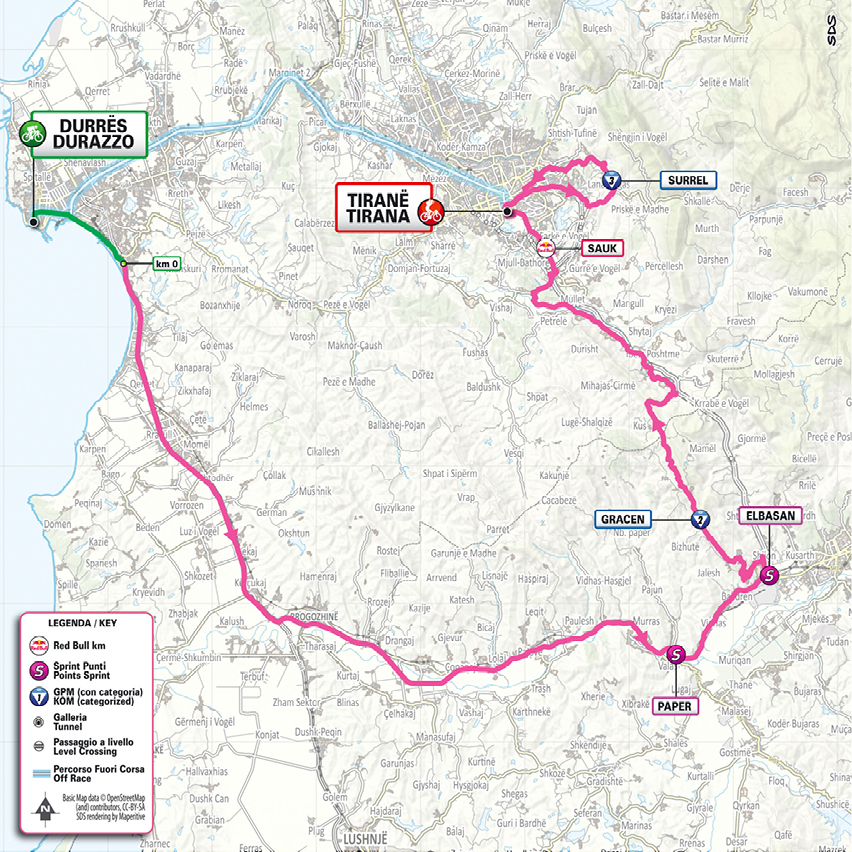 giro d'italia 2025 stage 1 official map