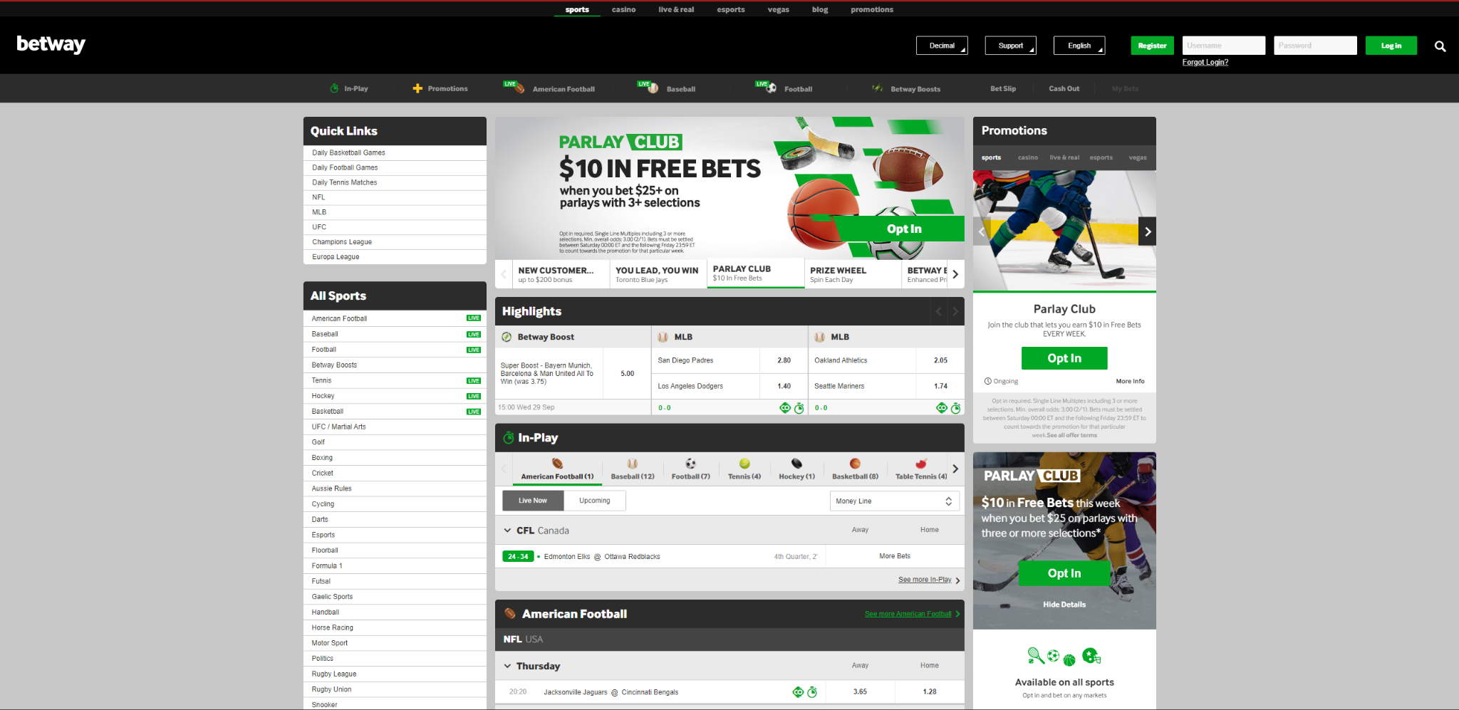 Betway website