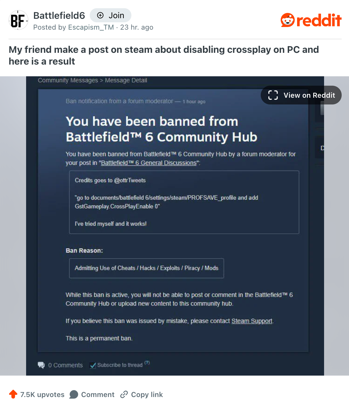 Battlefield 6 Reddit thread