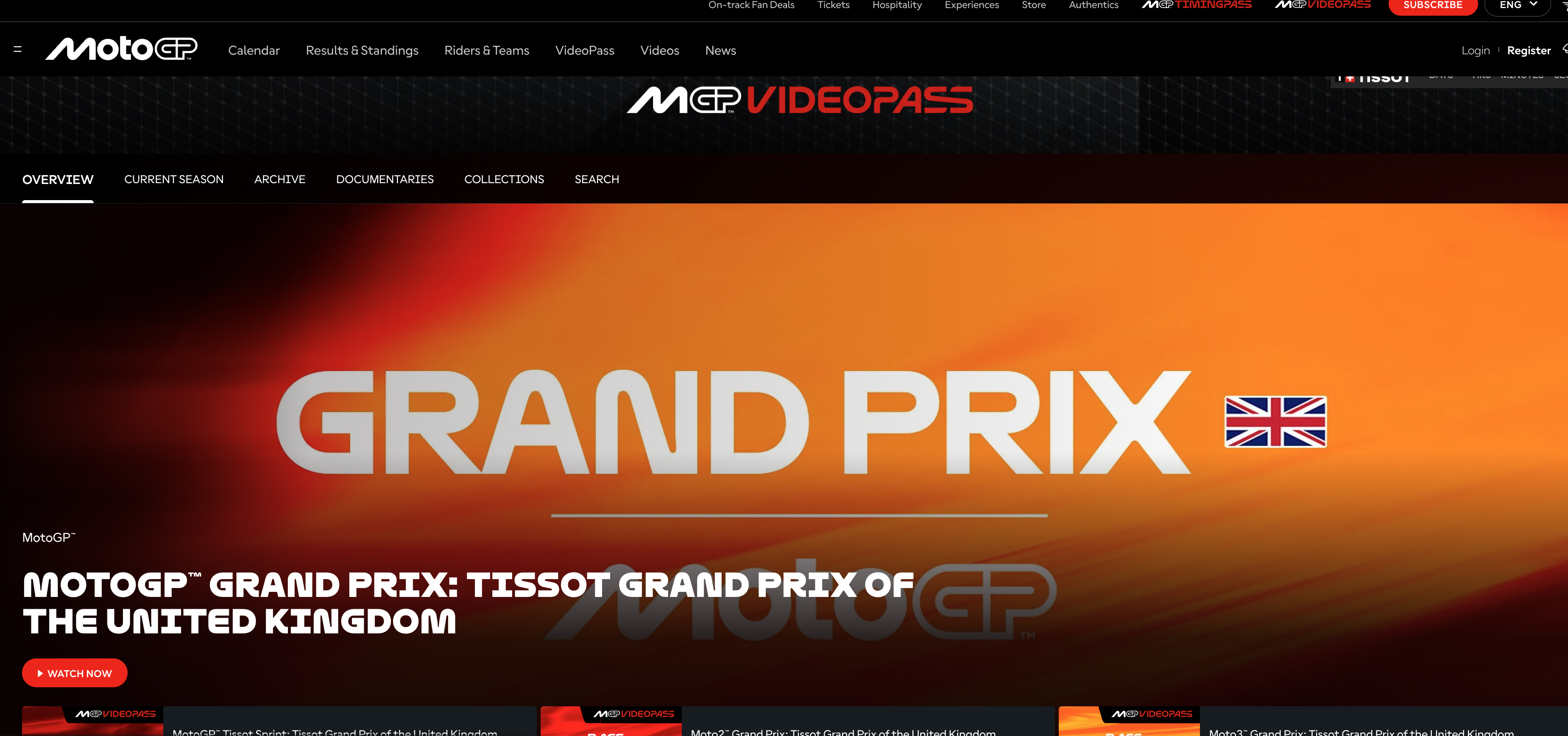 motogp videopass official desktop interface